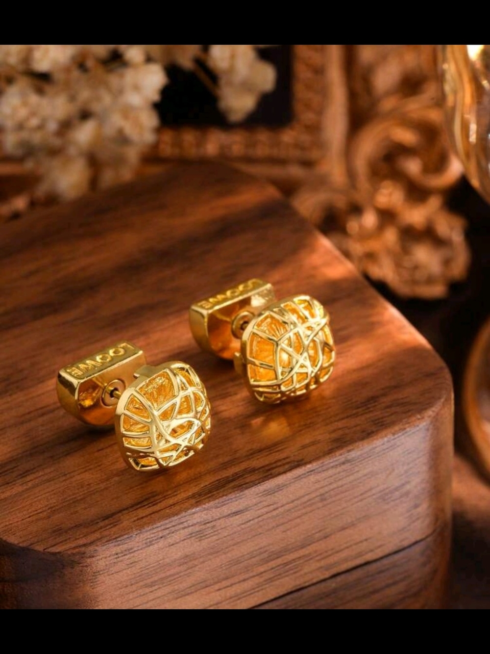 Fashion Jewelry Gold-Tone Logo Cufflinks Designer Style Motif Inspired Luxury - Picture 4 of 14